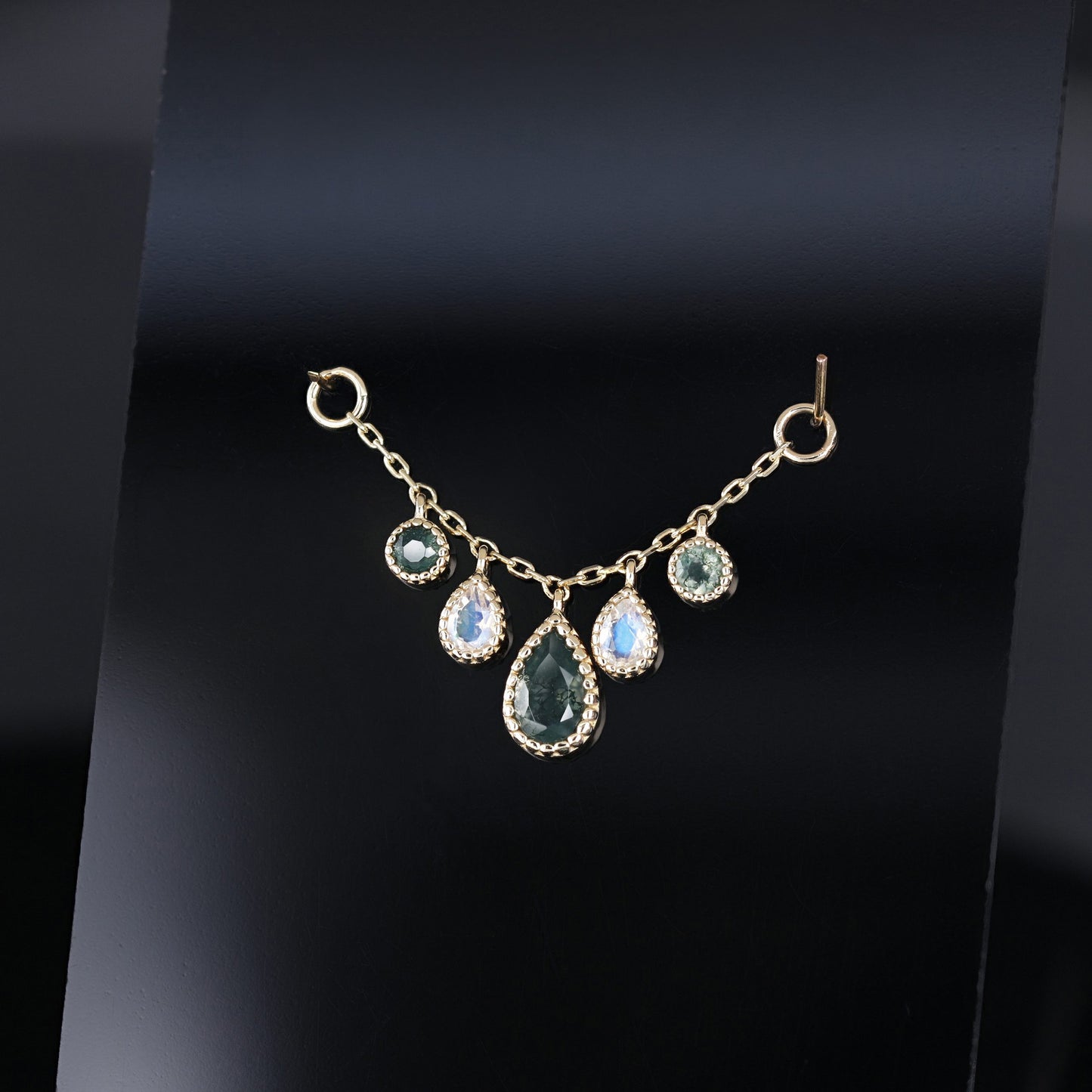 Colette • Moss Agate & Moonstone