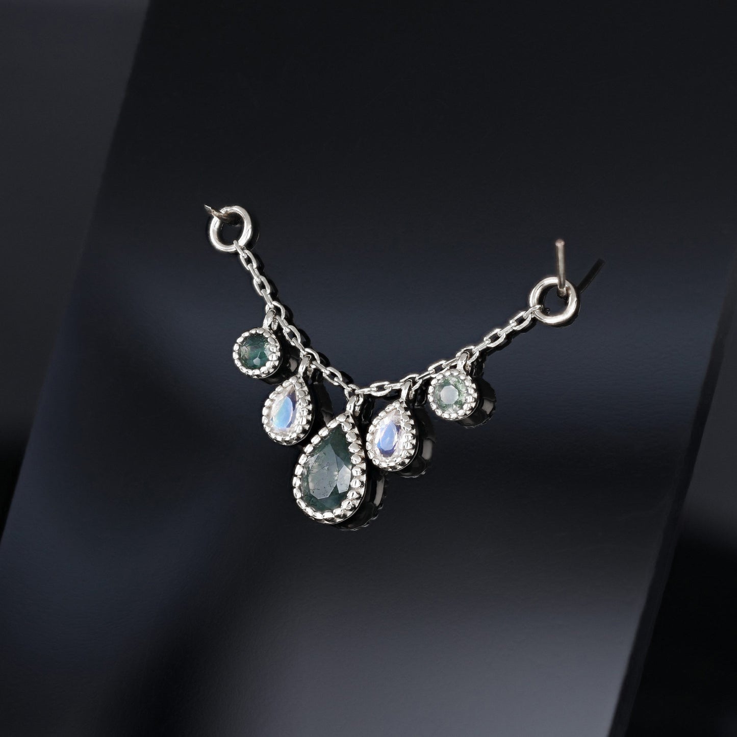 Colette • Moss Agate & Moonstone