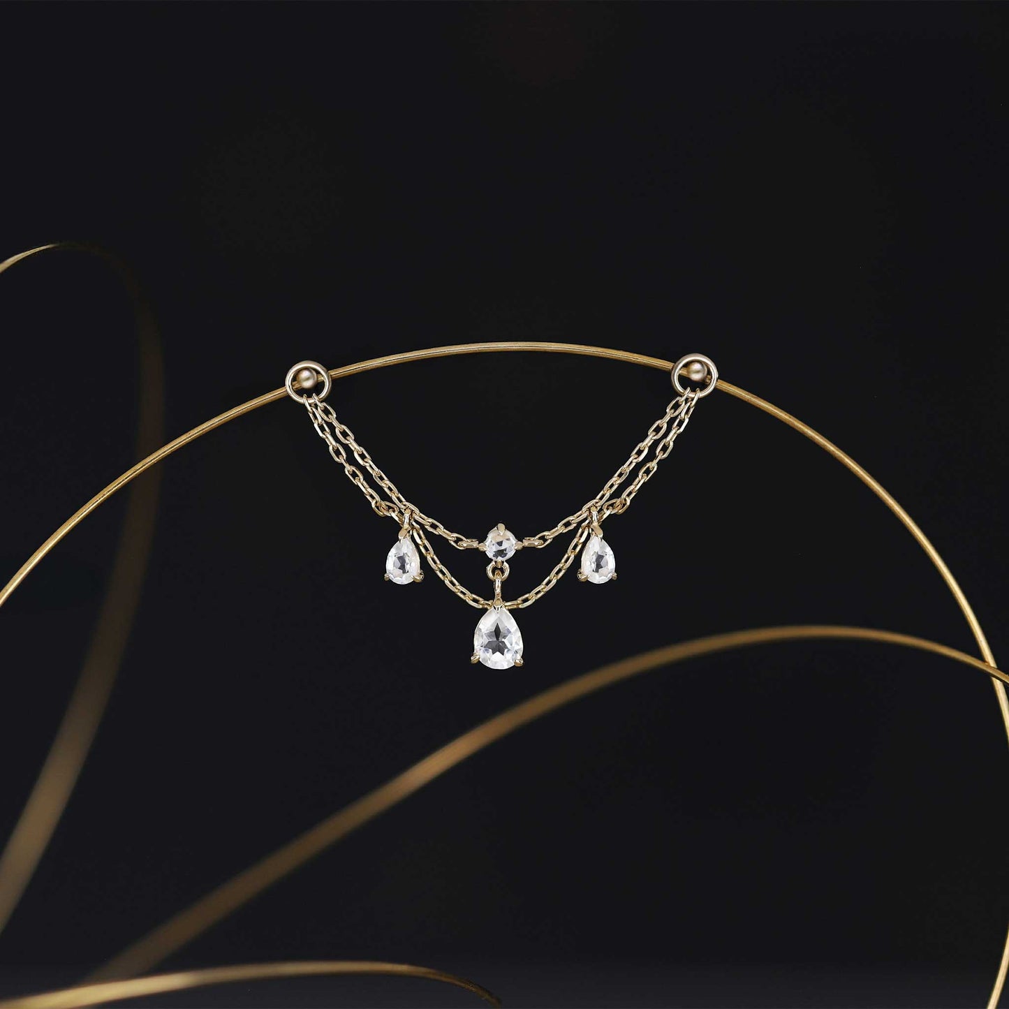 [B2B Exclusive] Penelope • White Topaz Chain Attachment 32mm