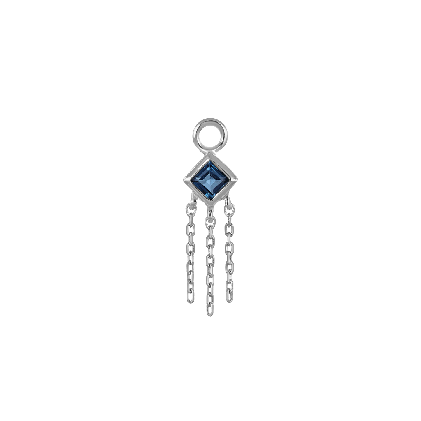 Neo · 14K Gold Princess Cut Gemstone with Chain Tassel Hoop Charm