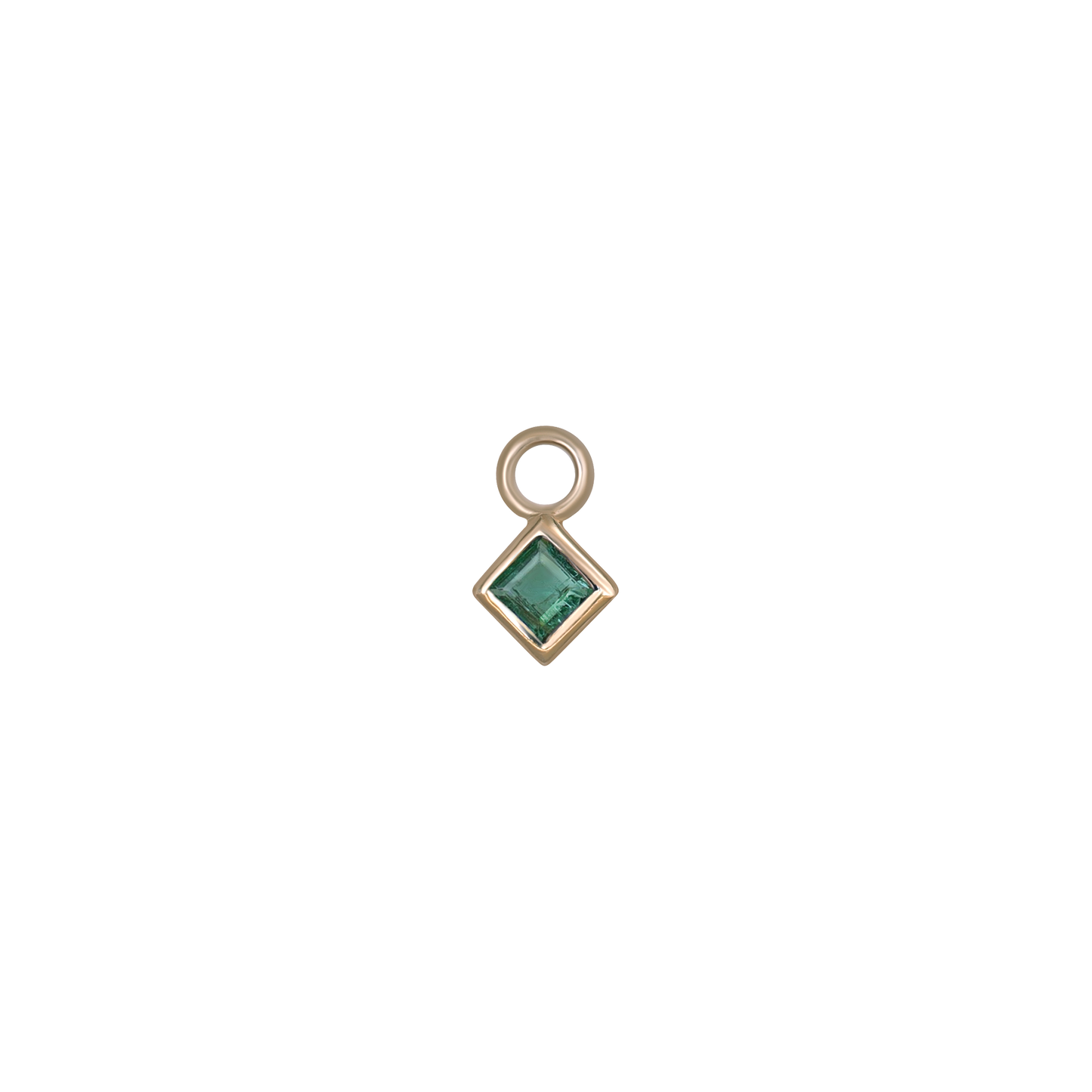 Neo 14K Gold Princess Cut Gemstone Hoop Charm