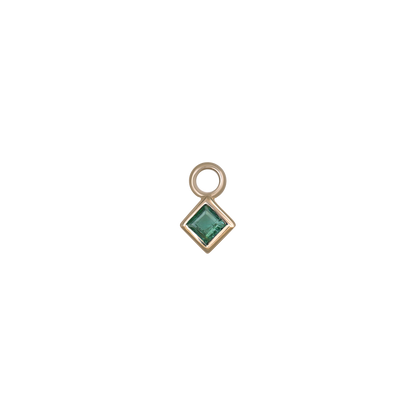 Neo 14K Gold Princess Cut Gemstone Hoop Charm