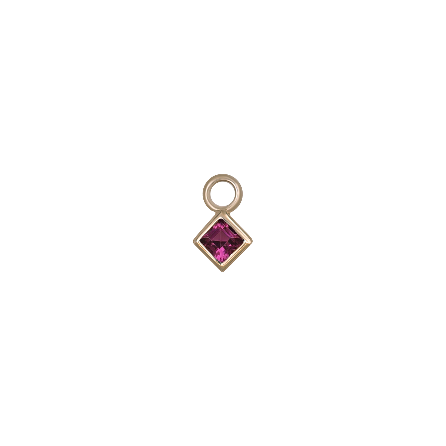 Neo 14K Gold Princess Cut Gemstone Hoop Charm