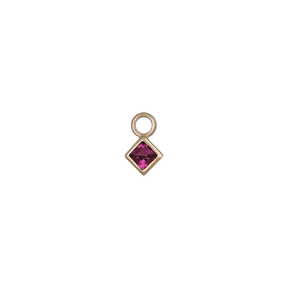 Neo 14K Gold Princess Cut Gemstone Hoop Charm