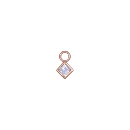 Neo · 14K Rose Gold Princess Cut Moonstone Hoop Charm