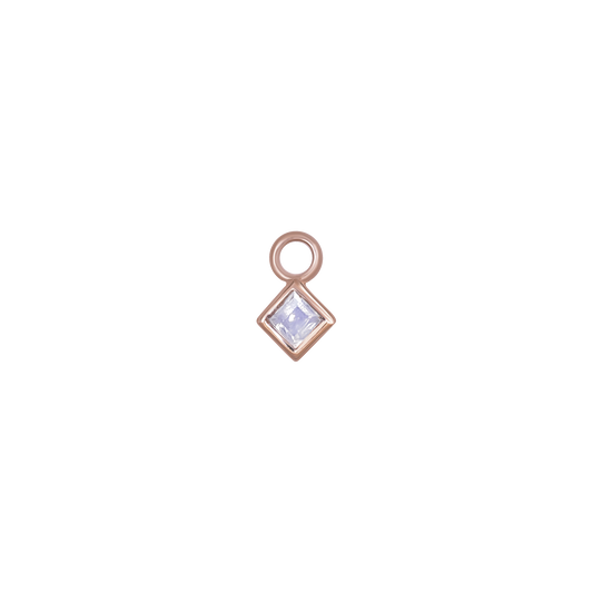 Neo · 14K Rose Gold Princess Cut Moonstone Hoop Charm