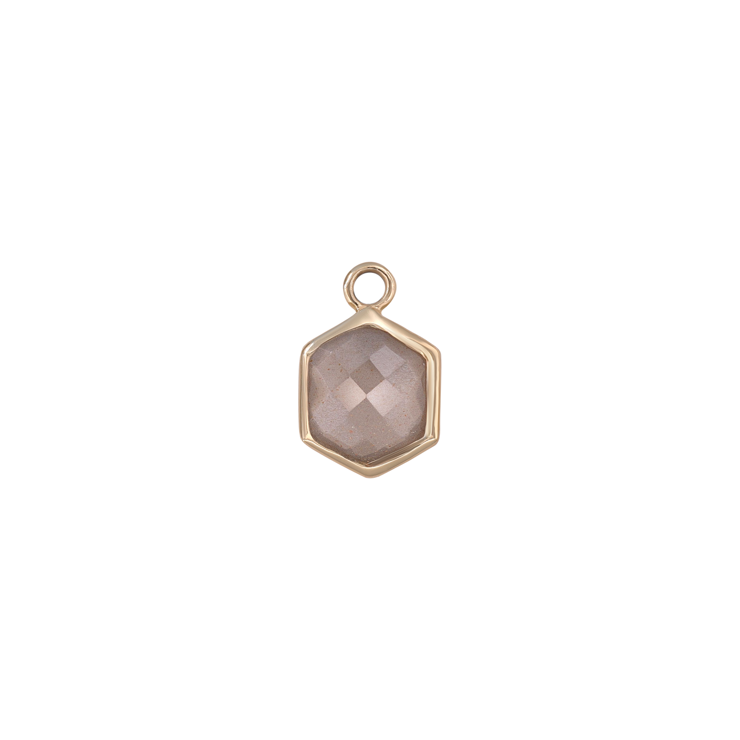 Rhea • 14K Gold Hexagon Gemstone Hoop Charm