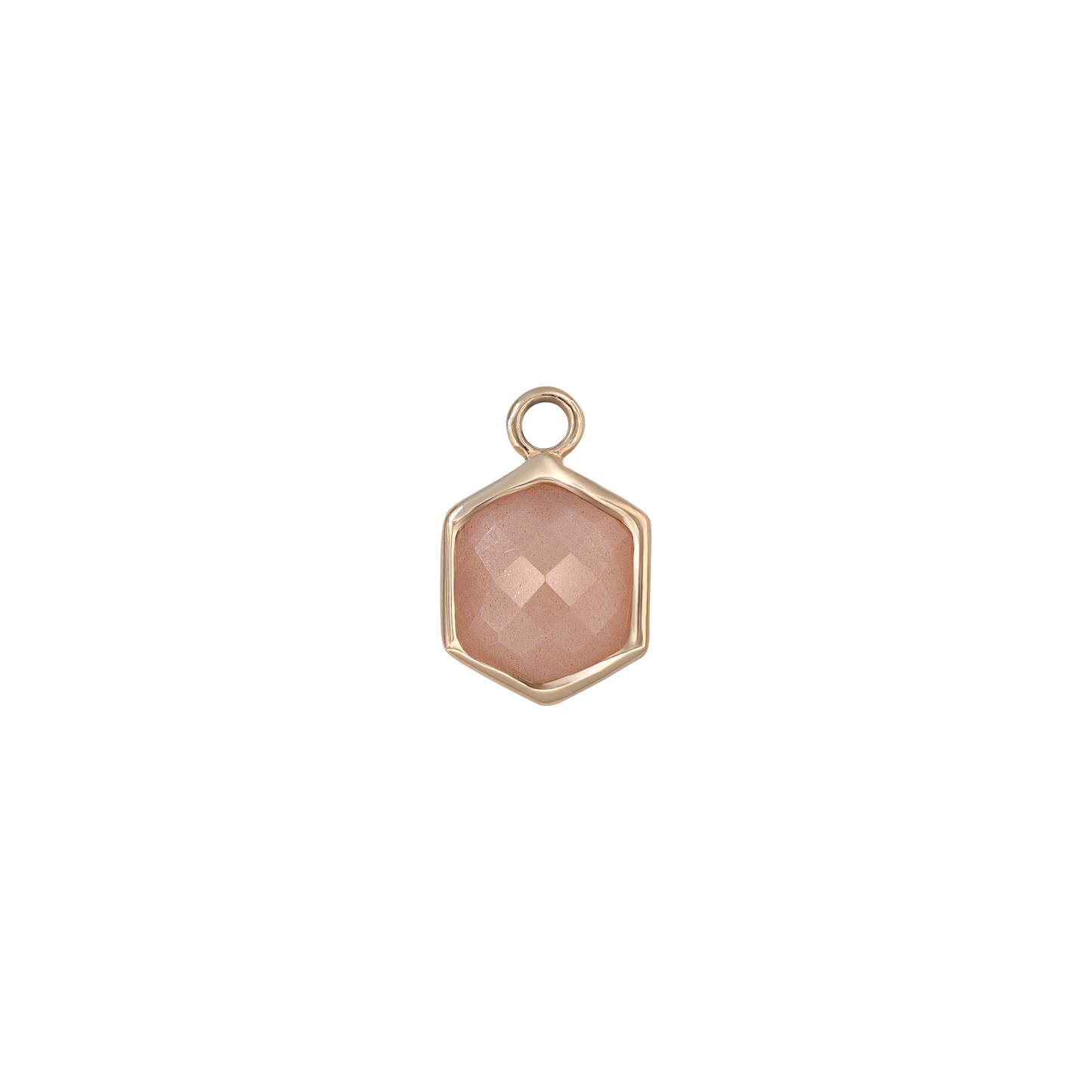 Rhea • 14K Gold Hexagon Gemstone Hoop Charm