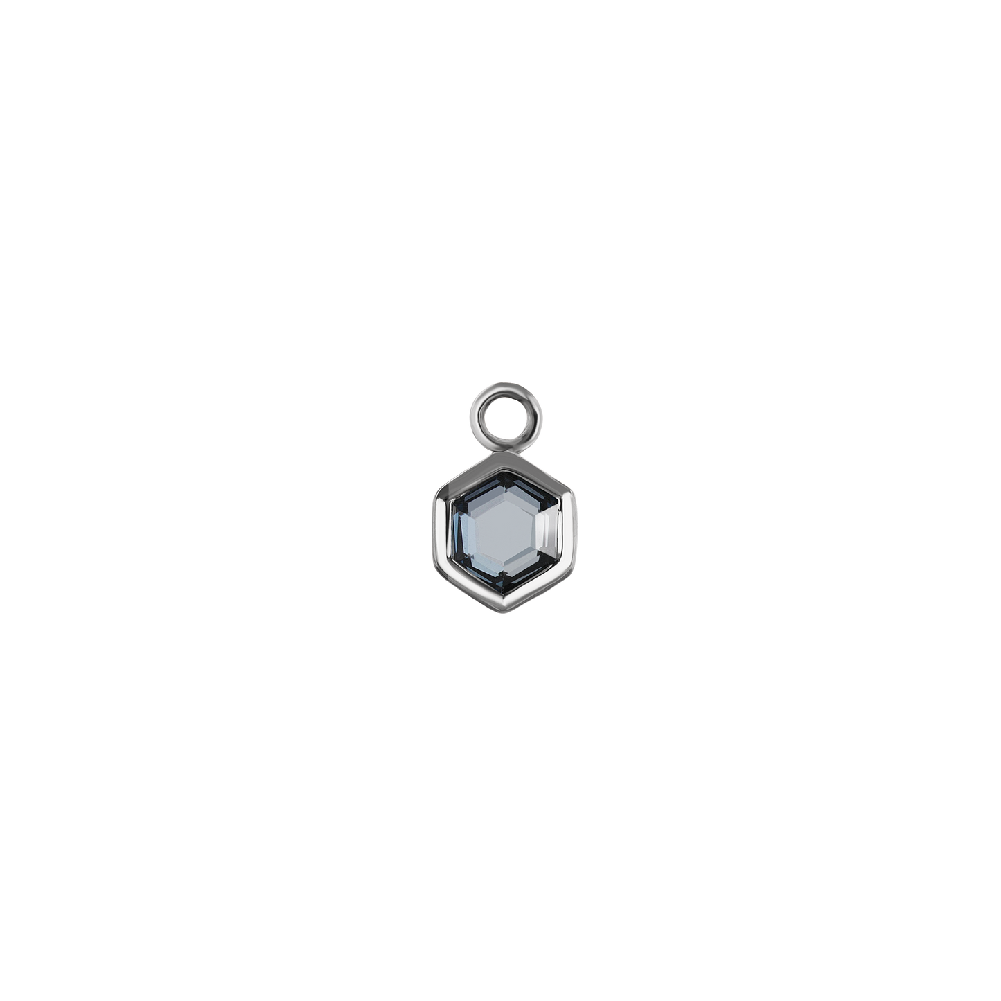 Ela • 14K Gold Hexagon Gemstone Hoop Charm