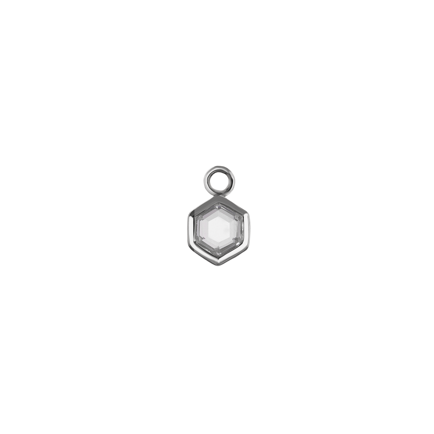 Ela • 14K Gold Hexagon Gemstone Hoop Charm