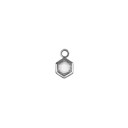 Ela • 14K Gold Hexagon Gemstone Hoop Charm