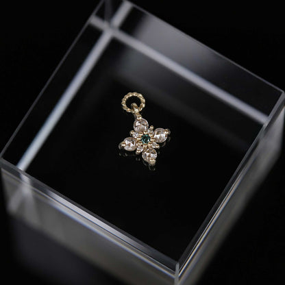 Flora • Rose Cut Diamond and Ruby Hoop Charm