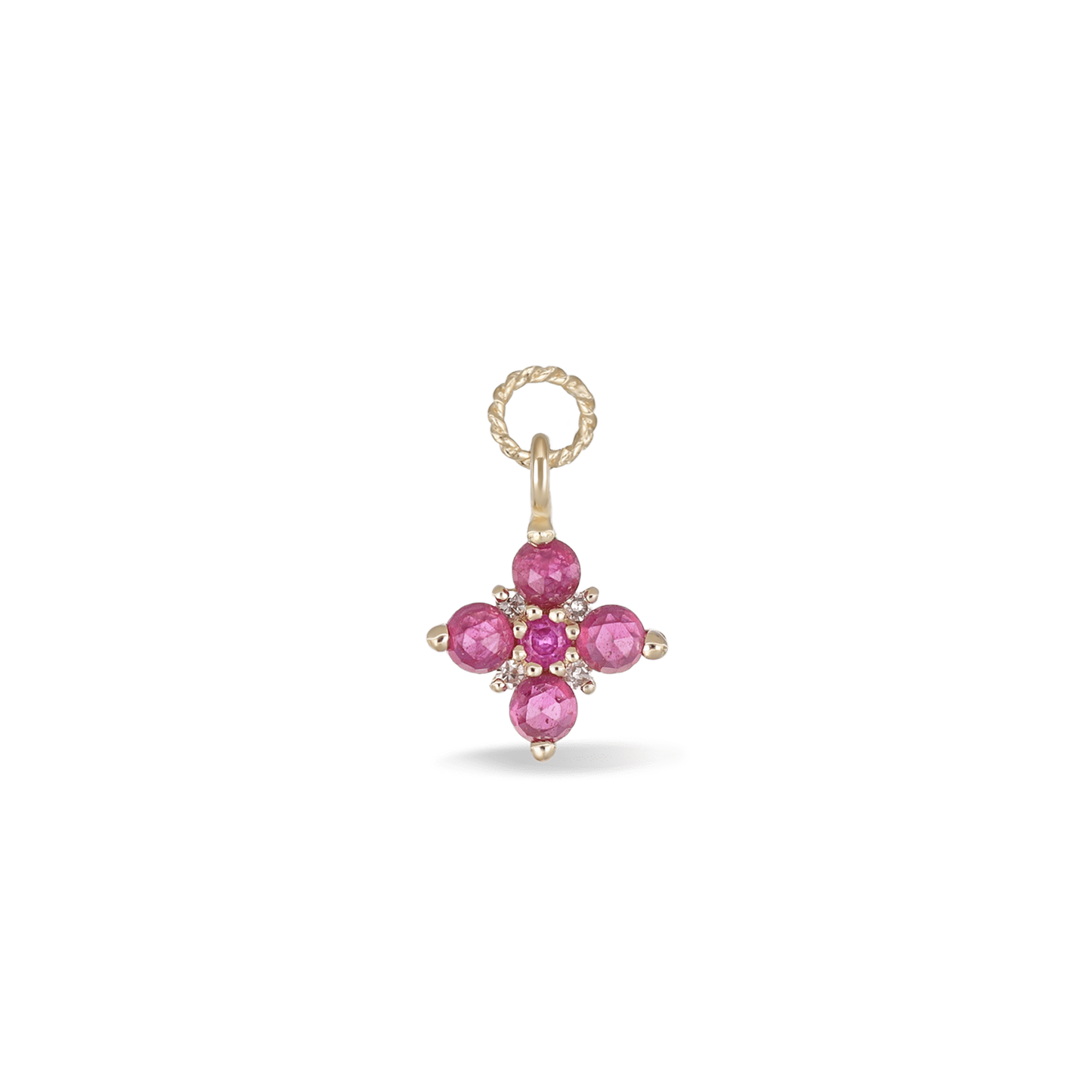 Flora • Rose Cut Diamond and Ruby Hoop Charm