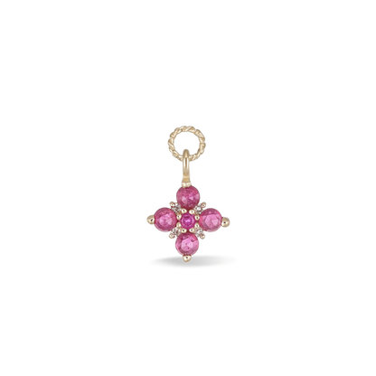 Flora • Rose Cut Diamond and Ruby Hoop Charm