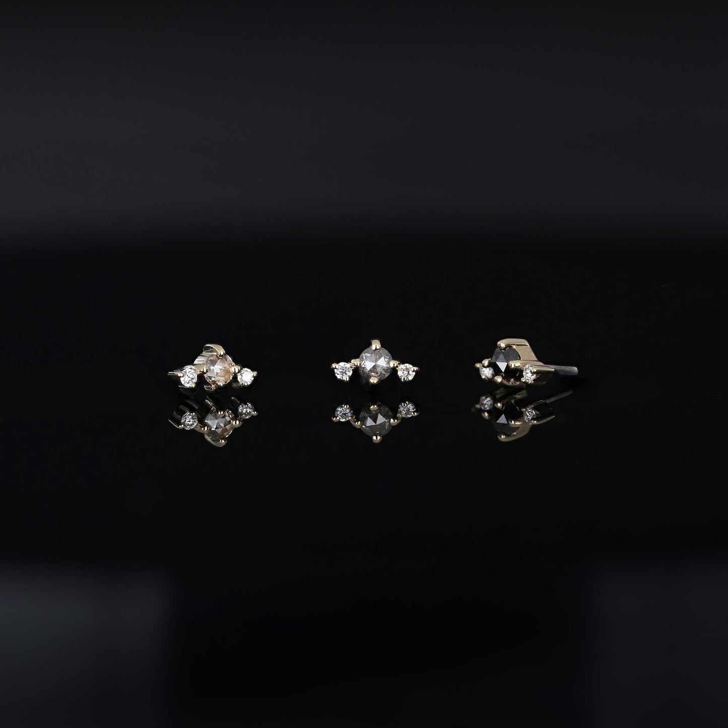 Astrid • Rose Cut Diamond Trio Threadless End