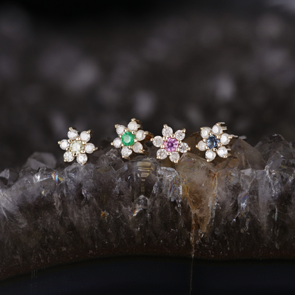 Blossom • Tiny Icy Floral Diamond Threadless End
