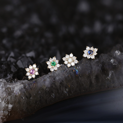 Aster • Tiny Icy Floral Diamond Threadless End