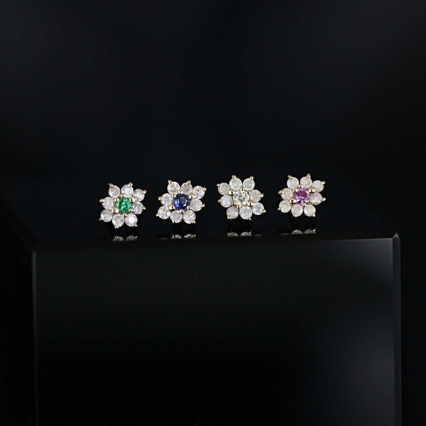 Aster • Tiny Icy Floral Diamond Threadless End