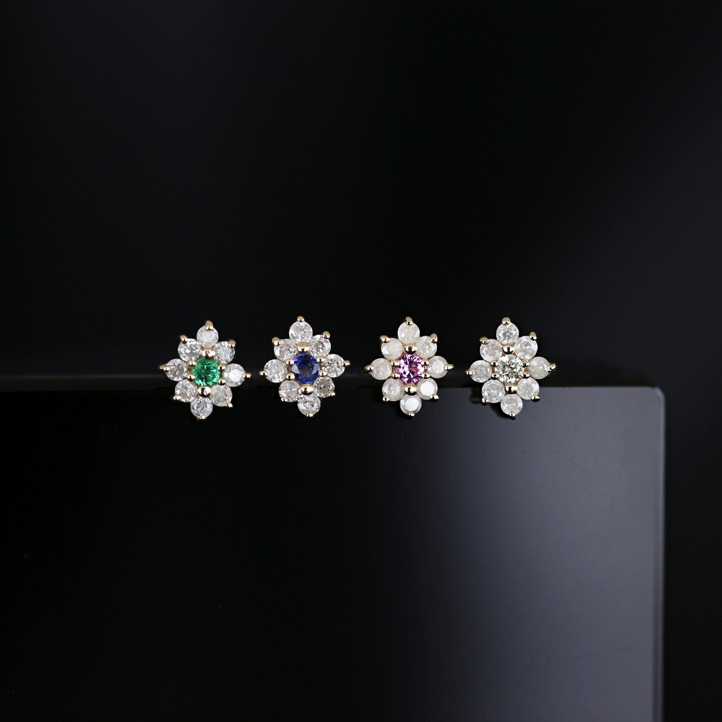 Aster • Tiny Icy Floral Diamond Threadless End