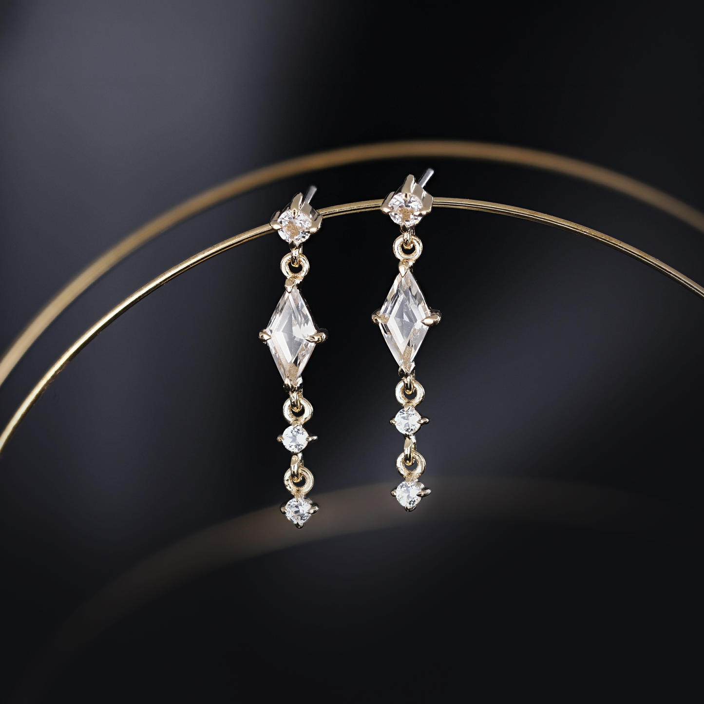 Elara • White Topaz Cascade Flat Back Stud
