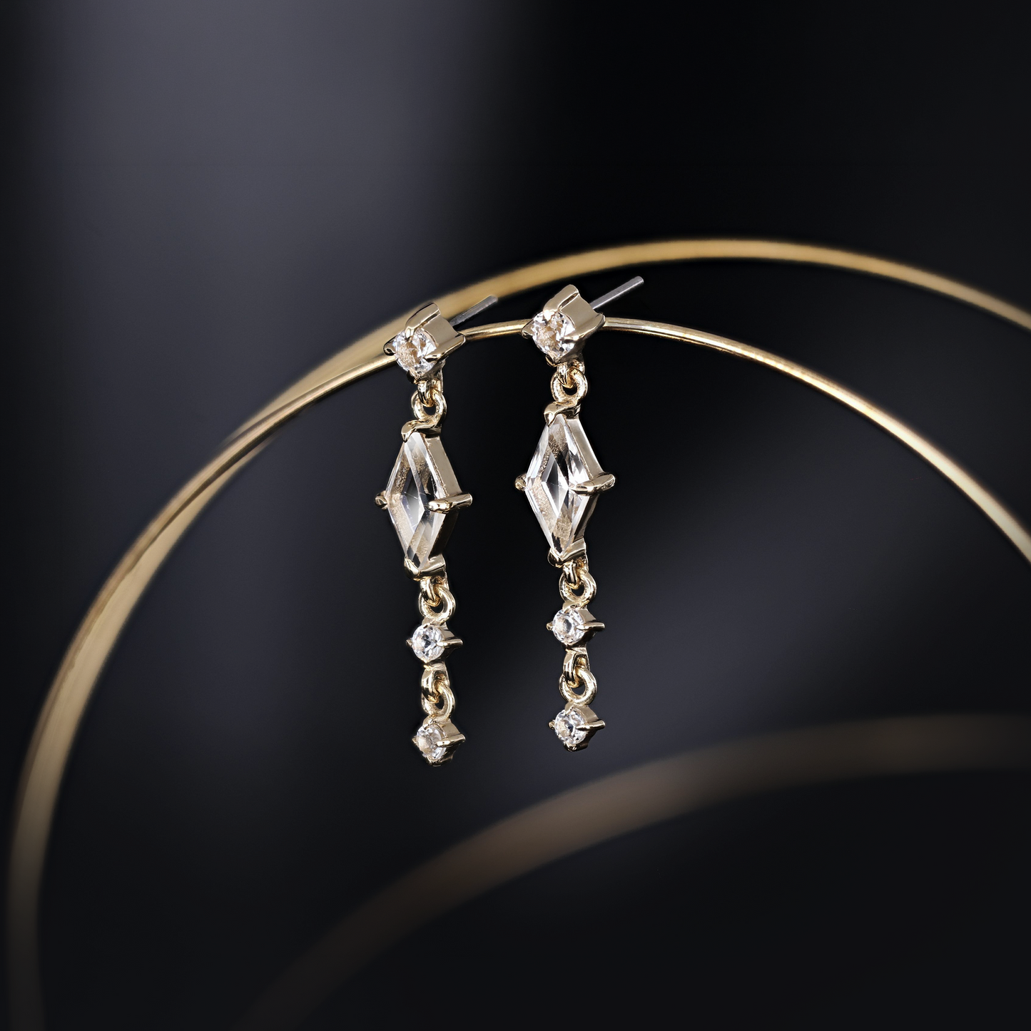 Elara • White Topaz Cascade Flat Back Stud