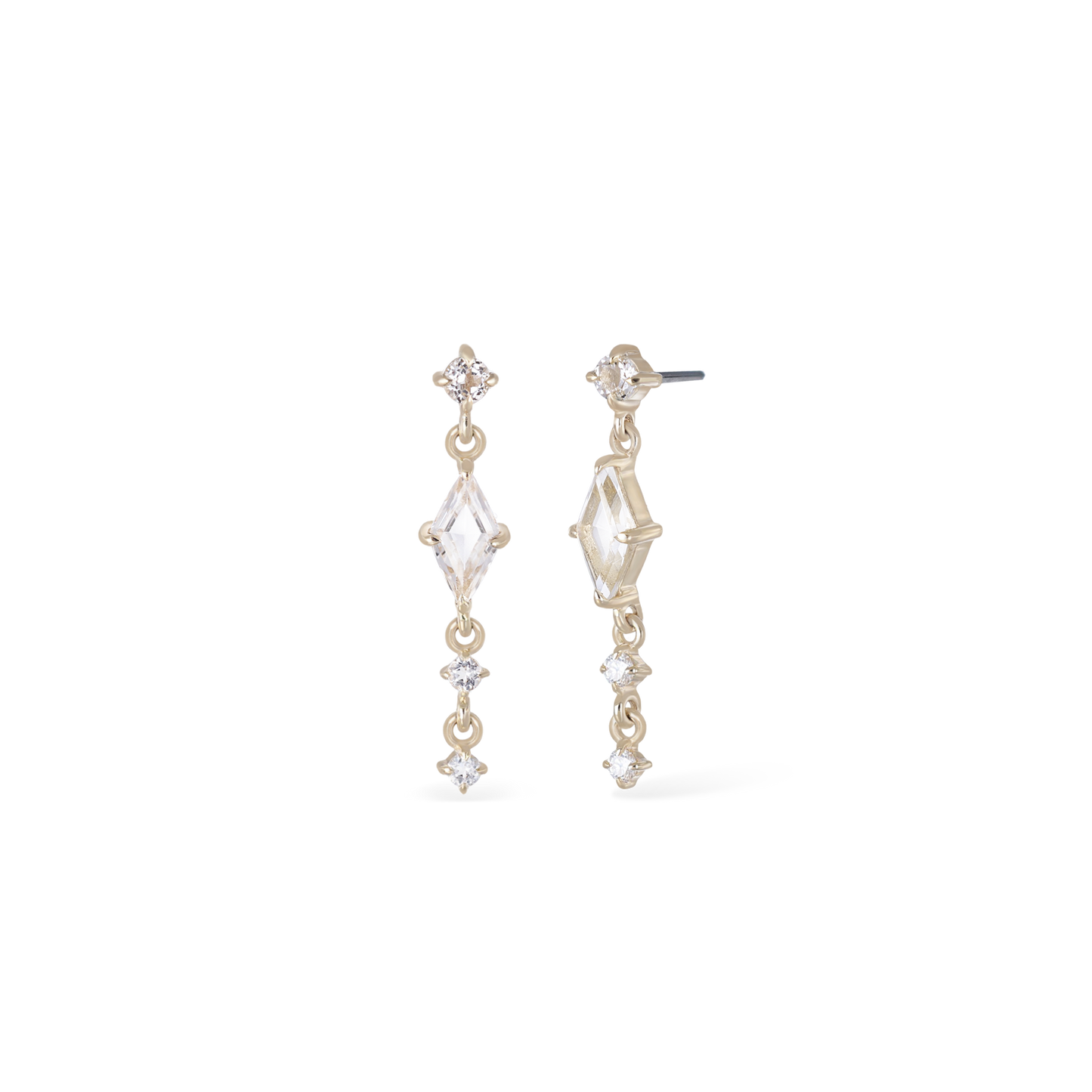 Elara • White Topaz Cascade Flat Back Stud