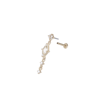Elara • White Topaz Cascade Flat Back Stud