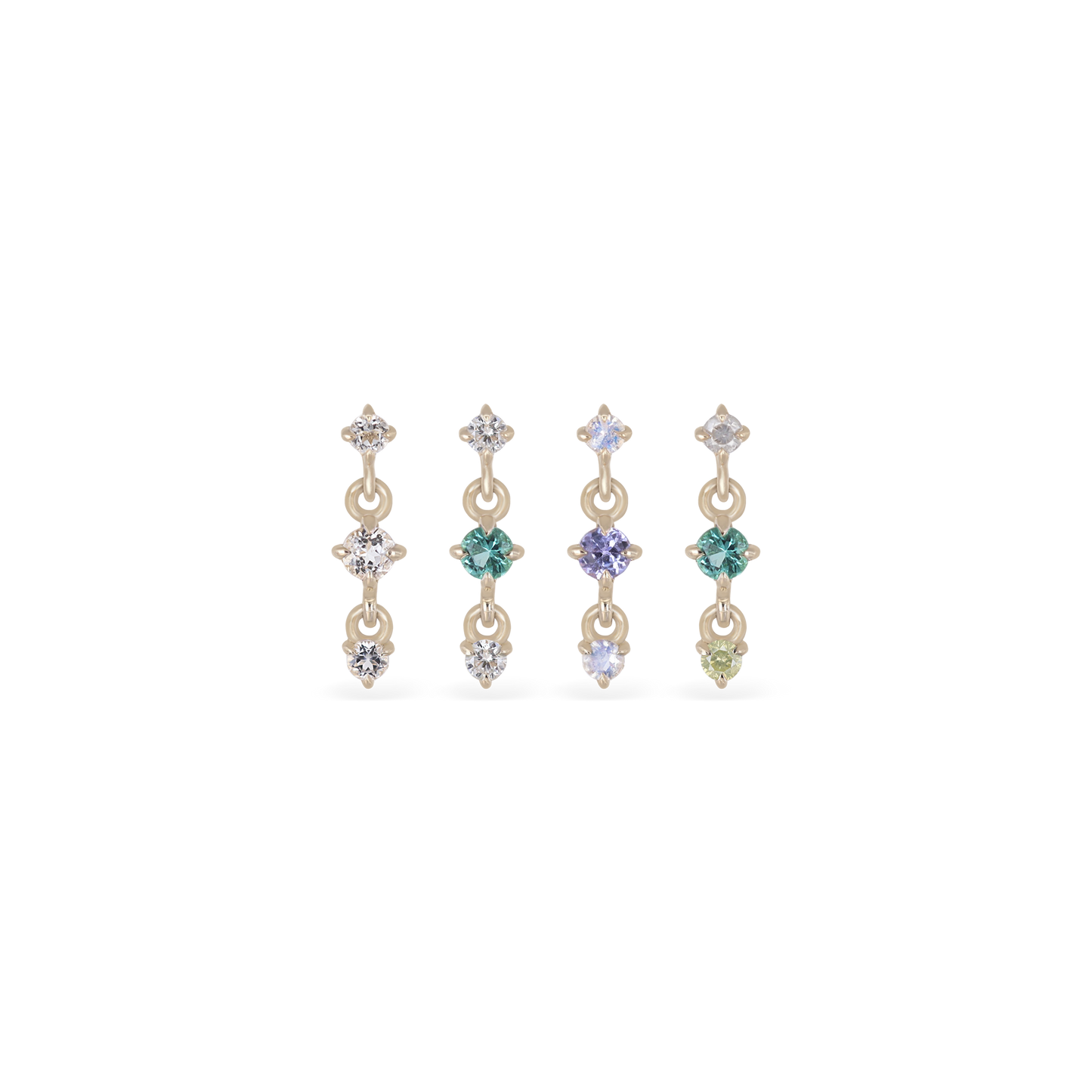 Orion • Three-Stone Drop Flat Back Stud