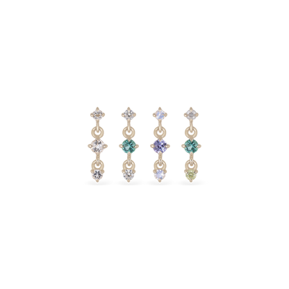 Orion • Three-Stone Drop Flat Back Stud