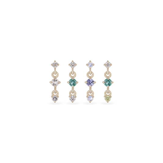Orion • Three-Stone Drop Flat Back Stud