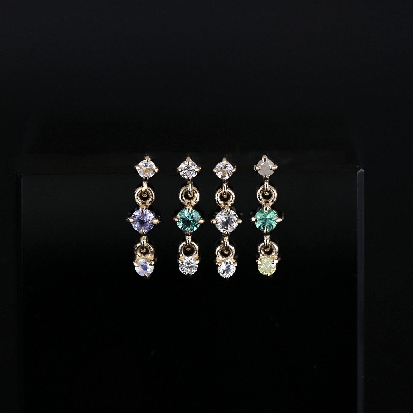 Orion • Three-Stone Drop Flat Back Stud