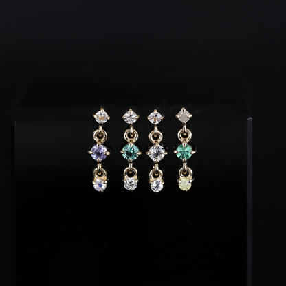Orion • Three-Stone Drop Flat Back Stud