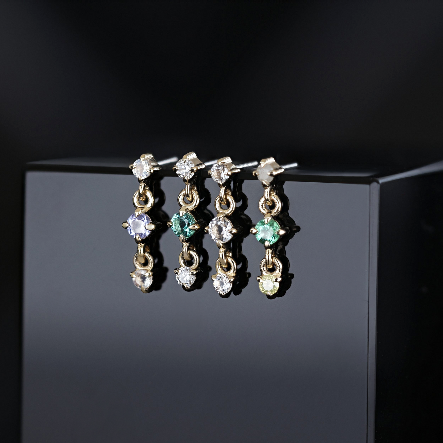 Orion • Three-Stone Drop Flat Back Stud