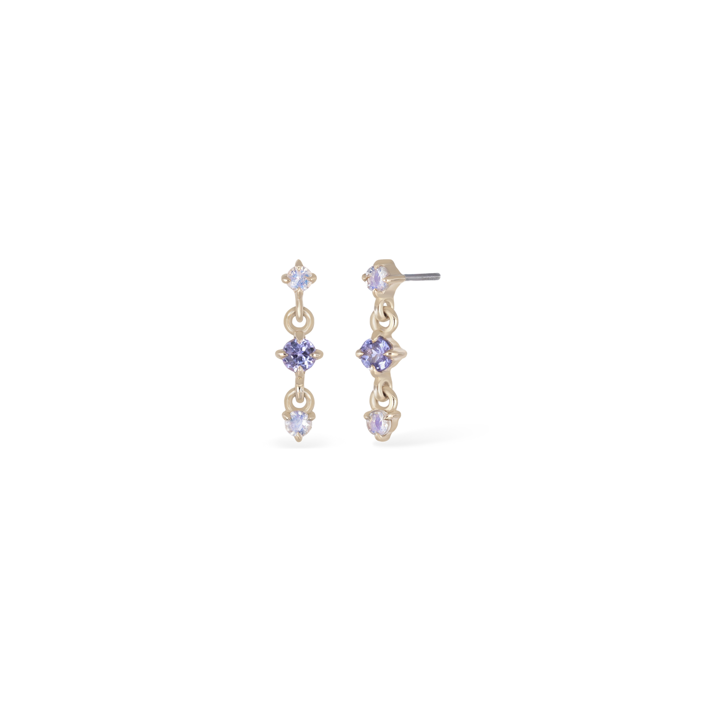 Orion • Three-Stone Drop Flat Back Stud