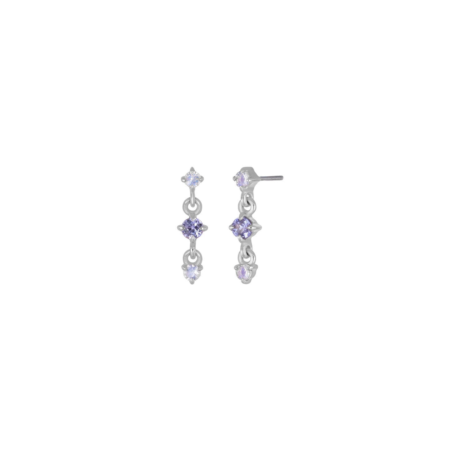 Orion • Three-Stone Drop Flat Back Stud
