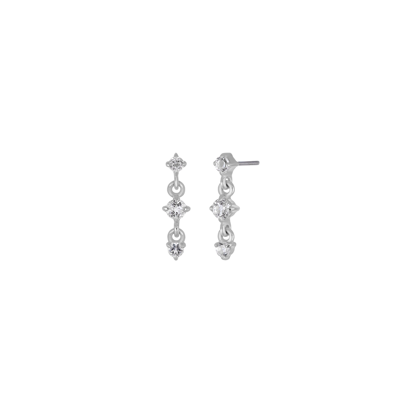 Orion • Three-Stone Drop Flat Back Stud