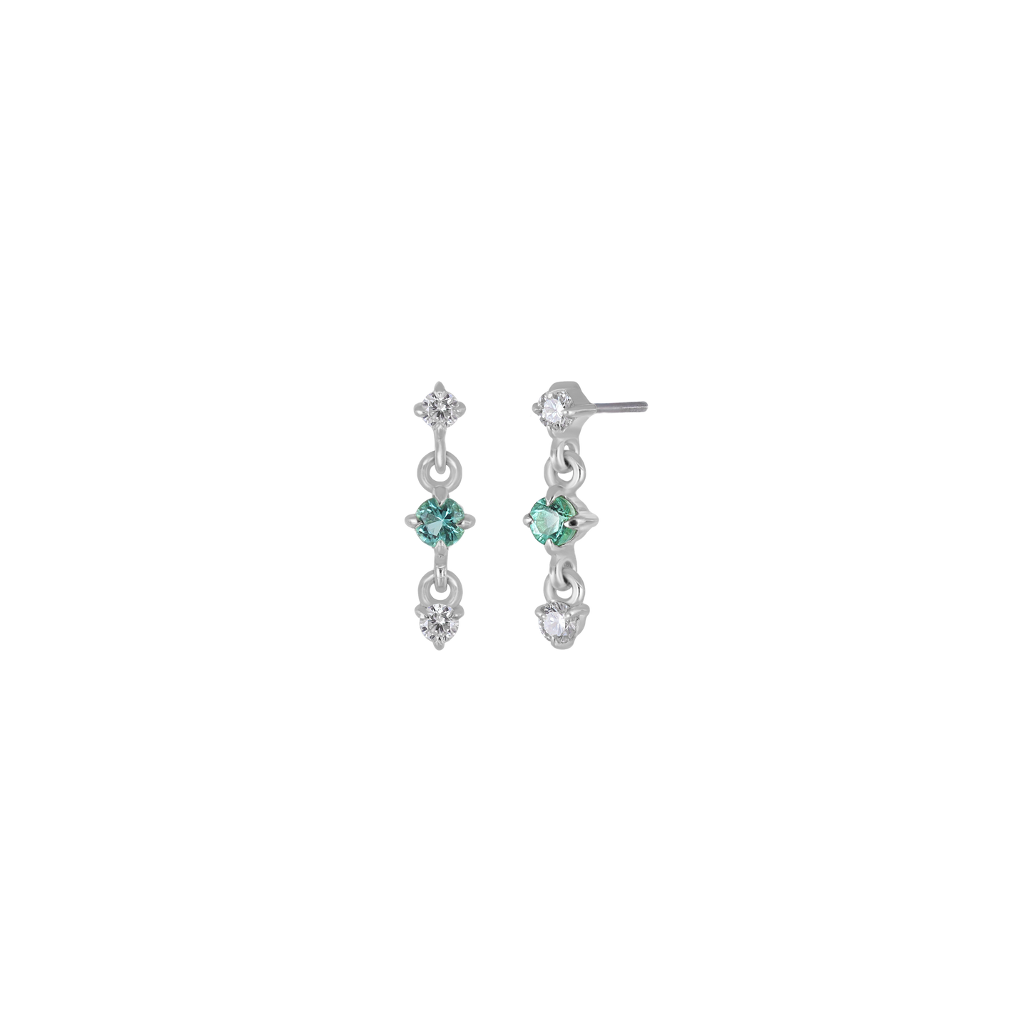 Orion • Three-Stone Drop Flat Back Stud