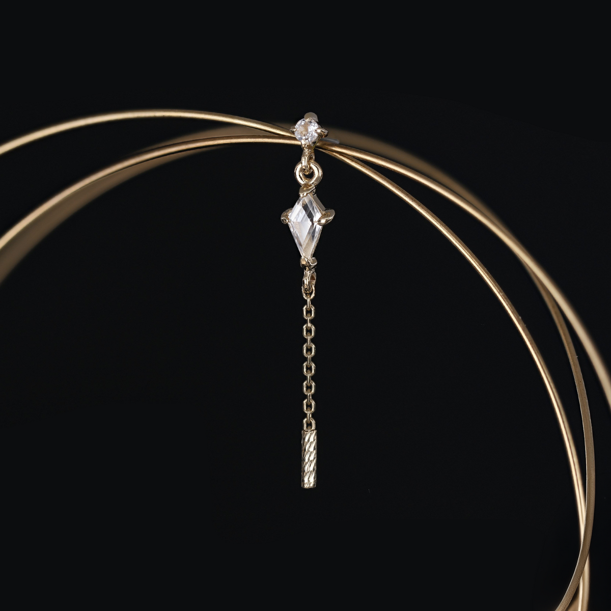 Aery • Kite Gemstone & Textured Gold Bar Drop Threadless End