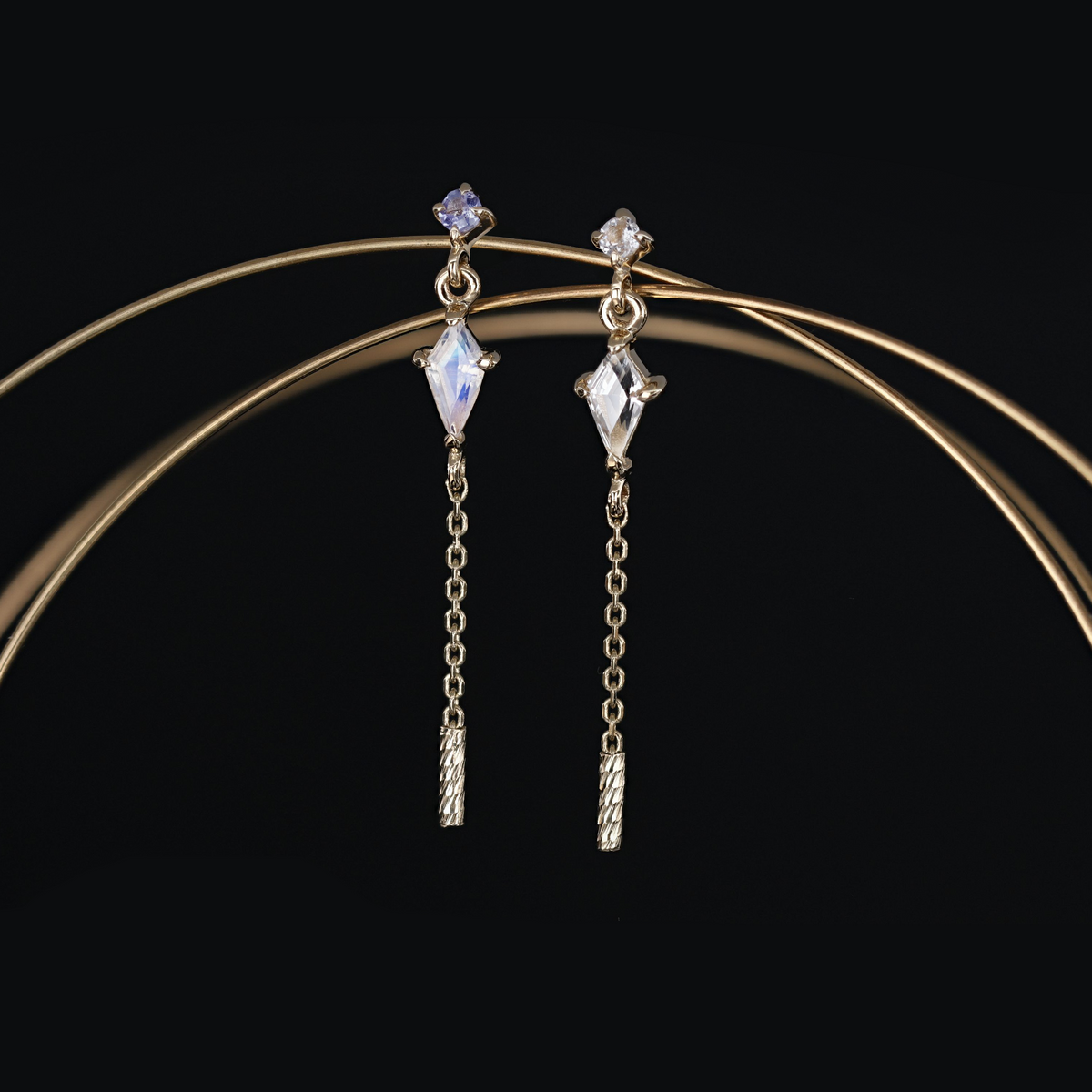 Aery • Kite Gemstone & Textured Gold Bar Drop Threadless End