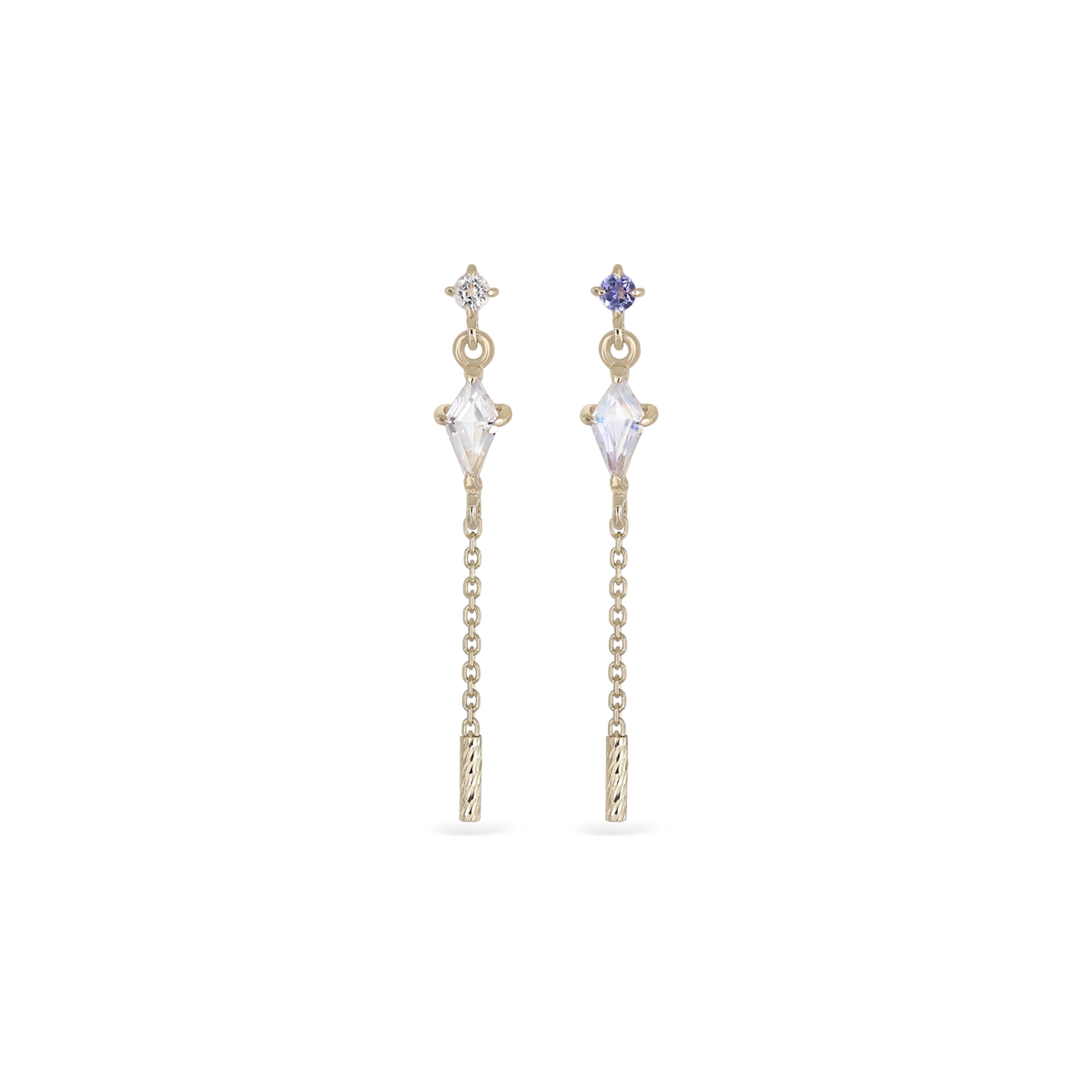 Aery • Kite Gemstone & Textured Gold Bar Drop Threadless End