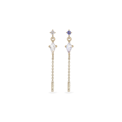 Aery • Kite Gemstone & Textured Gold Bar Drop Threadless End