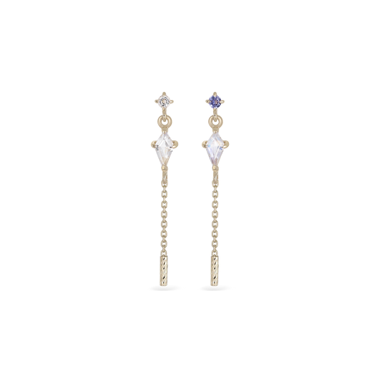 Aery • Kite Gemstone & Textured Gold Bar Drop Threadless End