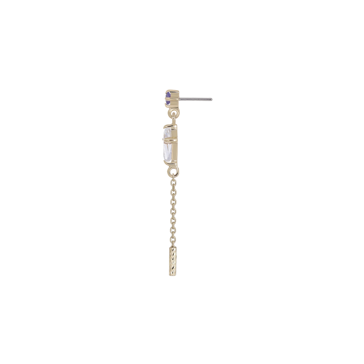 Aery • Kite Gemstone & Textured Gold Bar Drop Threadless End