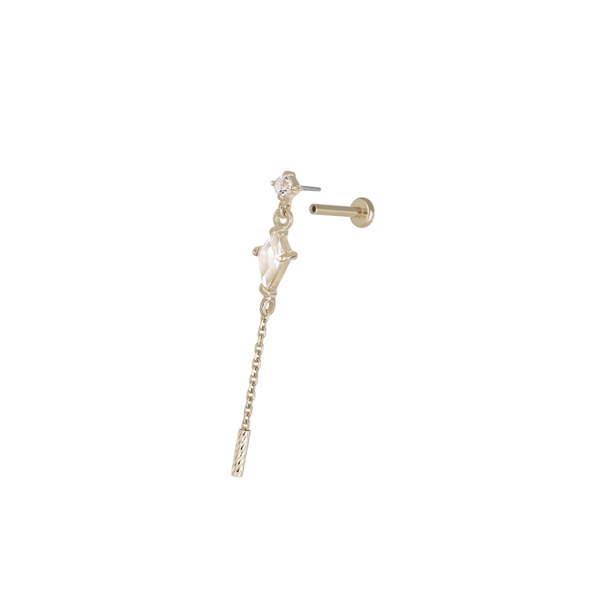 Aery • Kite Gemstone & Textured Gold Bar Drop Threadless End