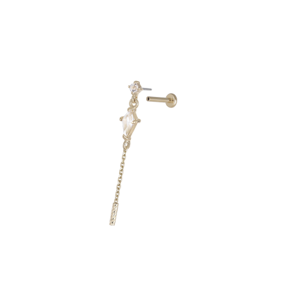 Aery • Kite Gemstone & Textured Gold Bar Drop Threadless End