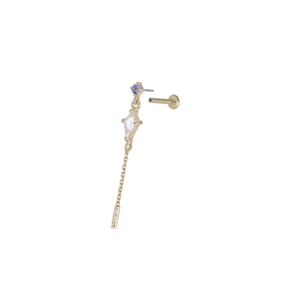 Aery • Kite Gemstone & Textured Gold Bar Drop Threadless End