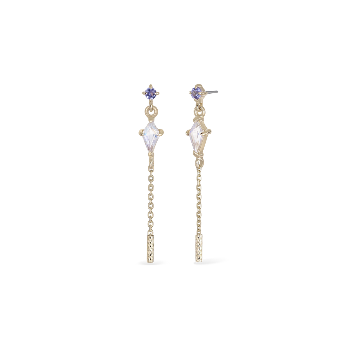 Aery • Kite Gemstone & Textured Gold Bar Drop Threadless End