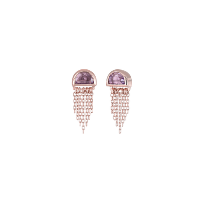 Moonjelly • Natural Gemstone Chain Tassel Flat Back Stud