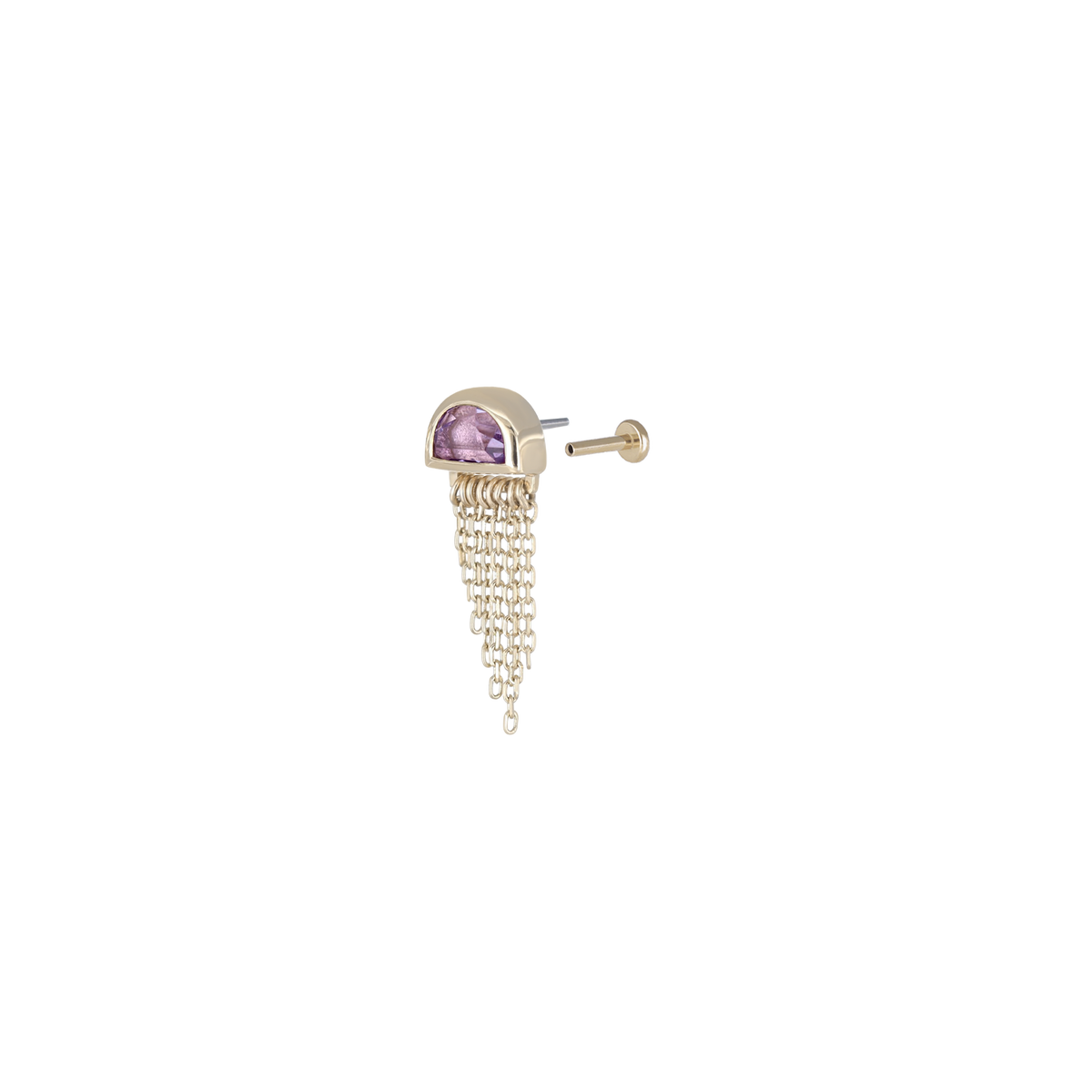 Moonjelly • Natural Gemstone Chain Tassel Flat Back Stud