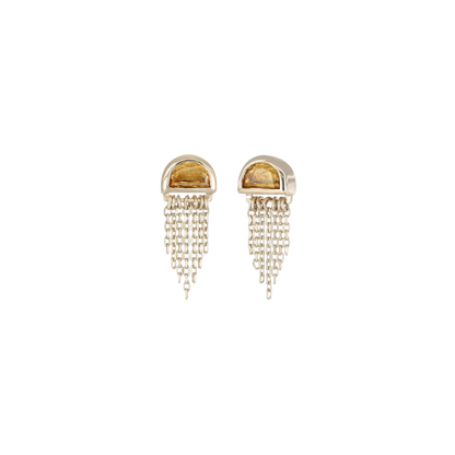 Moonjelly • Natural Gemstone Chain Tassel Flat Back Stud